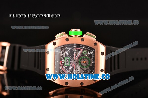 Richard Mille RM11-01 Mancini Chronograph Swiss Valjoux 7750 Automatic Rose Gold Case with Skeleton Dial and White Markers - 1:1 Original - Click Image to Close